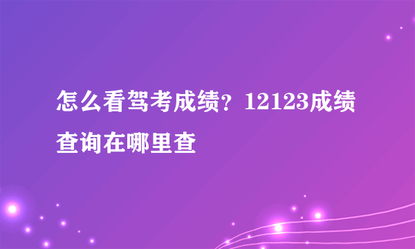 怎么看驾考成绩？12123成绩查询在哪里查