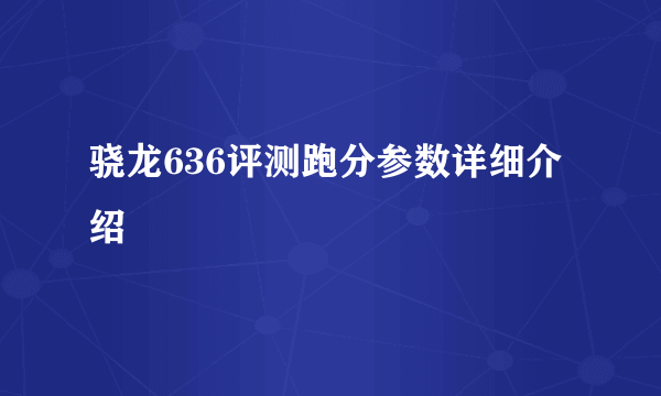 骁龙636评测跑分参数详细介绍