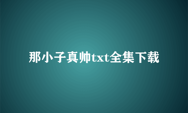 那小子真帅txt全集下载