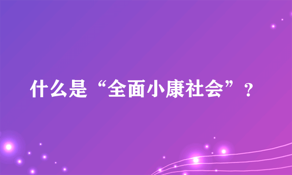 什么是“全面小康社会”？