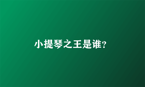 小提琴之王是谁？