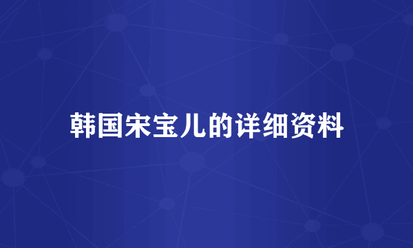 韩国宋宝儿的详细资料