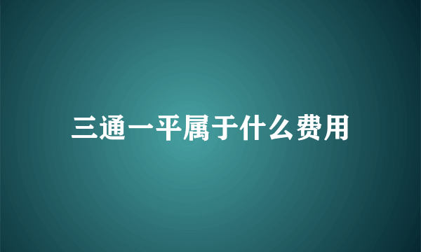 三通一平属于什么费用