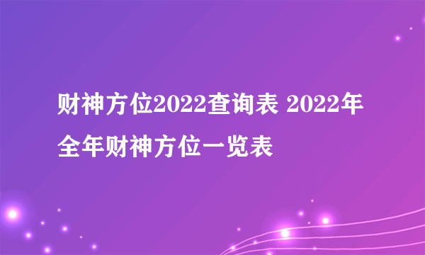 财神方位2022查询表 2022年全年财神方位一览表