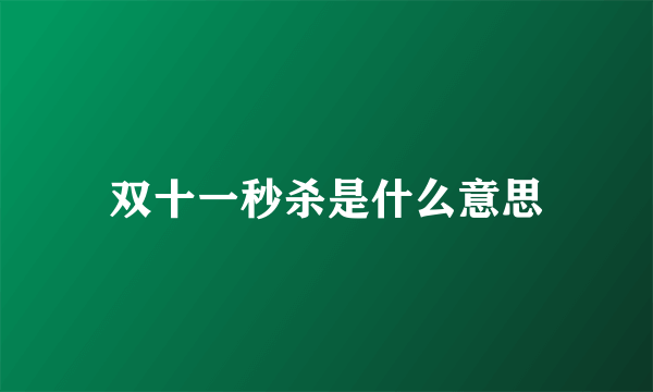 双十一秒杀是什么意思