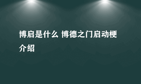 博启是什么 博德之门启动梗介绍