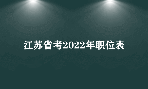 江苏省考2022年职位表