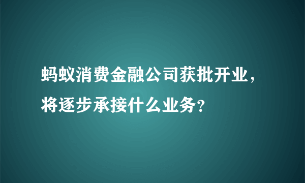 蚂蚁消费金融公司获批开业，将逐步承接什么业务？