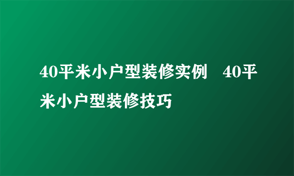 40平米小户型装修实例   40平米小户型装修技巧