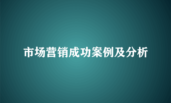 市场营销成功案例及分析