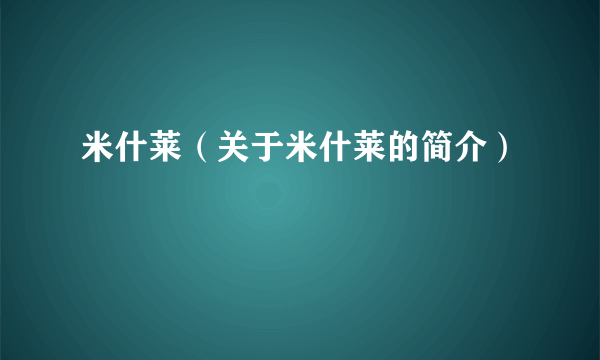 米什莱（关于米什莱的简介）