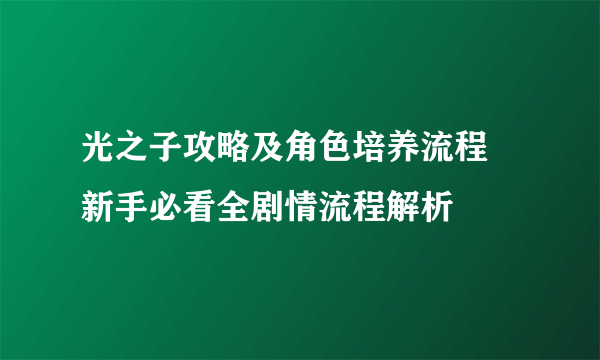 光之子攻略及角色培养流程 新手必看全剧情流程解析