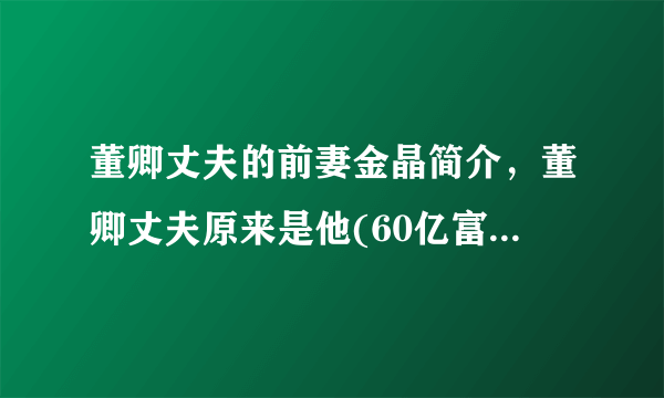 董卿丈夫的前妻金晶简介，董卿丈夫原来是他(60亿富豪密春雷)—飞外