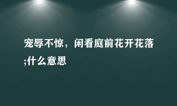 宠辱不惊，闲看庭前花开花落;什么意思