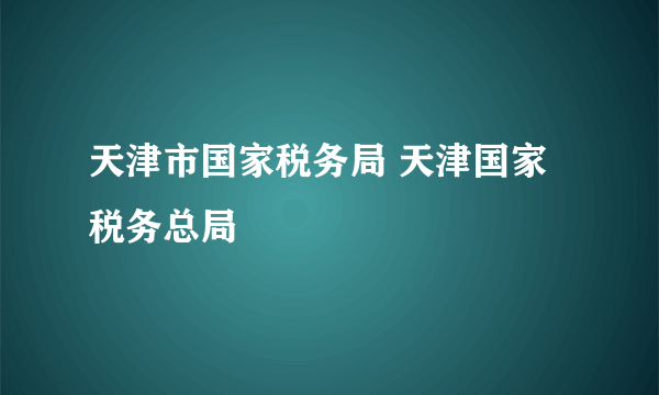 天津市国家税务局 天津国家税务总局