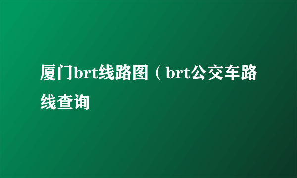 厦门brt线路图（brt公交车路线查询