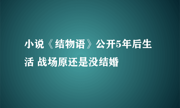 小说《结物语》公开5年后生活 战场原还是没结婚