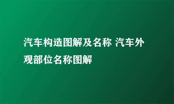 汽车构造图解及名称 汽车外观部位名称图解