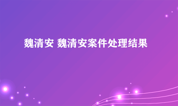 魏清安 魏清安案件处理结果