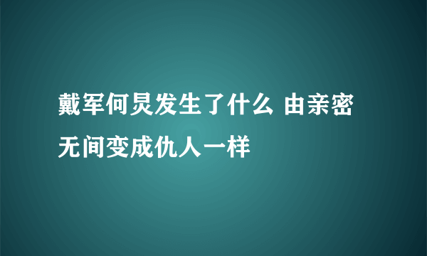 戴军何炅发生了什么 由亲密无间变成仇人一样