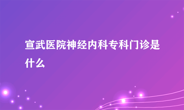 宣武医院神经内科专科门诊是什么