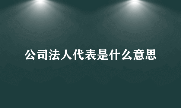 公司法人代表是什么意思