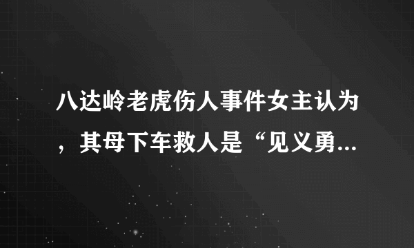 八达岭老虎伤人事件女主认为，其母下车救人是“见义勇为”，你怎么看？