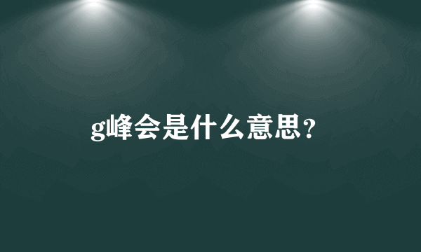 g峰会是什么意思？