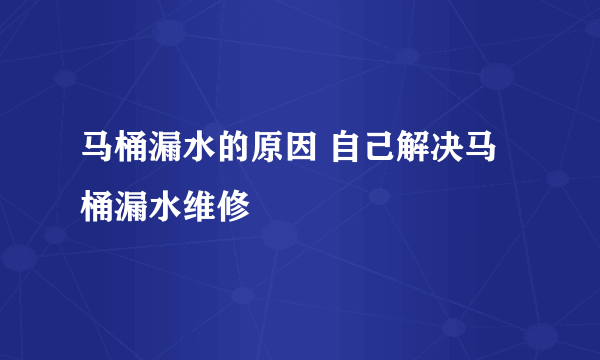 马桶漏水的原因 自己解决马桶漏水维修