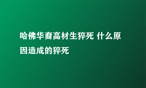 哈佛华裔高材生猝死 什么原因造成的猝死