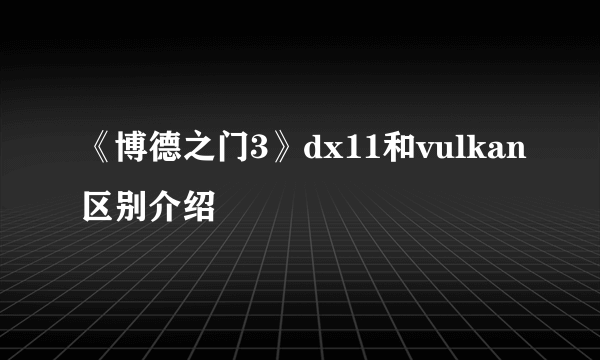 《博德之门3》dx11和vulkan区别介绍