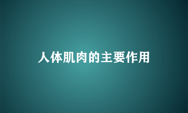 人体肌肉的主要作用