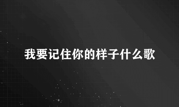 我要记住你的样子什么歌