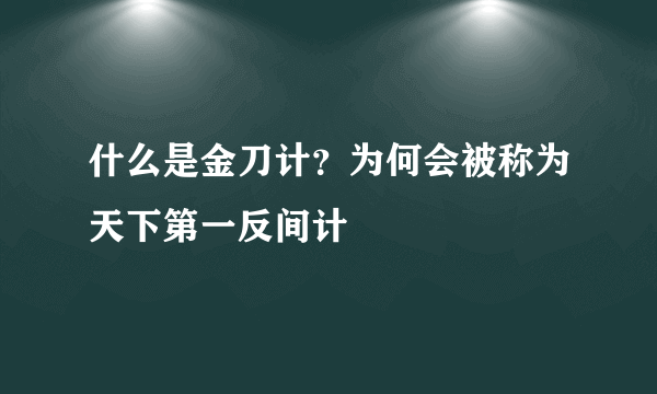 什么是金刀计？为何会被称为天下第一反间计