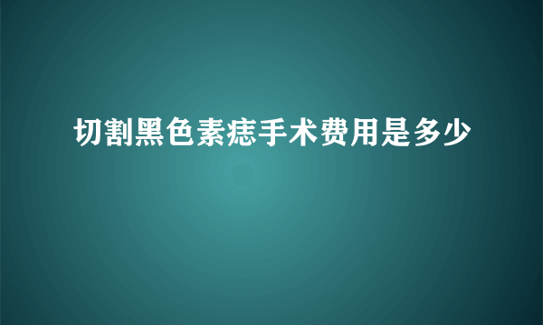 切割黑色素痣手术费用是多少