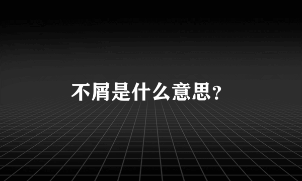 不屑是什么意思？