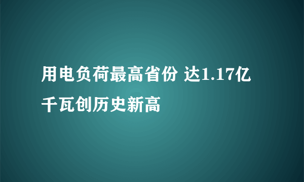 用电负荷最高省份 达1.17亿千瓦创历史新高