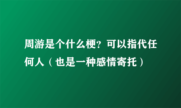 周游是个什么梗？可以指代任何人（也是一种感情寄托）