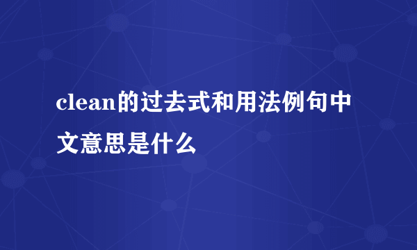 clean的过去式和用法例句中文意思是什么