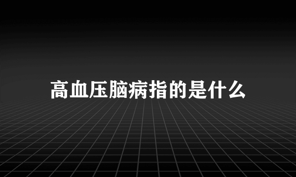 高血压脑病指的是什么