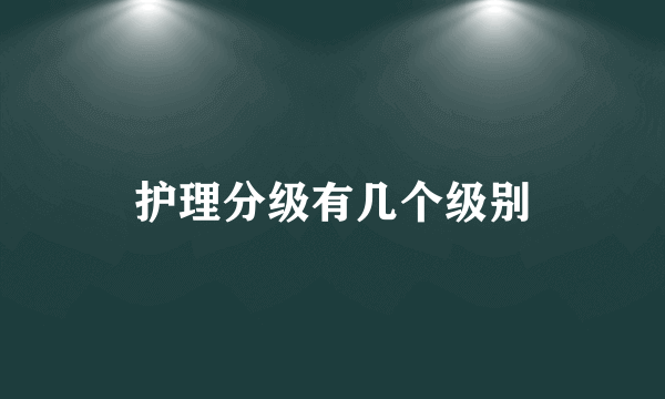 护理分级有几个级别