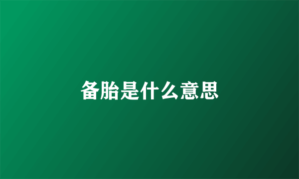 备胎是什么意思