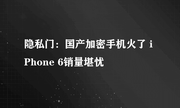 隐私门：国产加密手机火了 iPhone 6销量堪忧