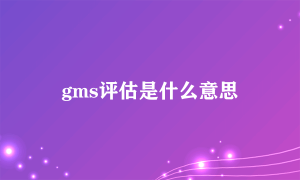 gms评估是什么意思