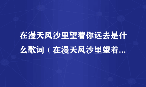 在漫天风沙里望着你远去是什么歌词（在漫天风沙里望着你远去是什么歌）