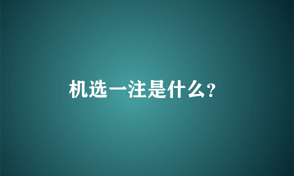 机选一注是什么？