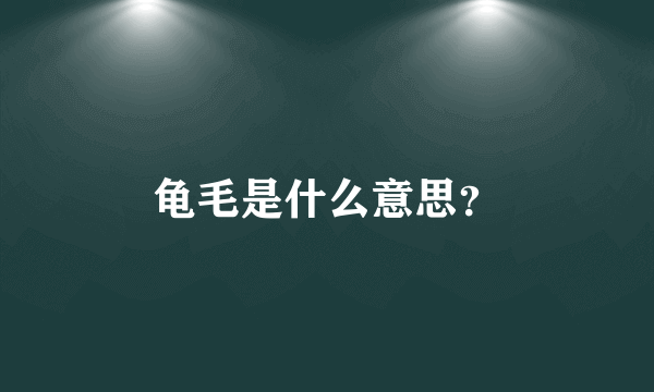 龟毛是什么意思？