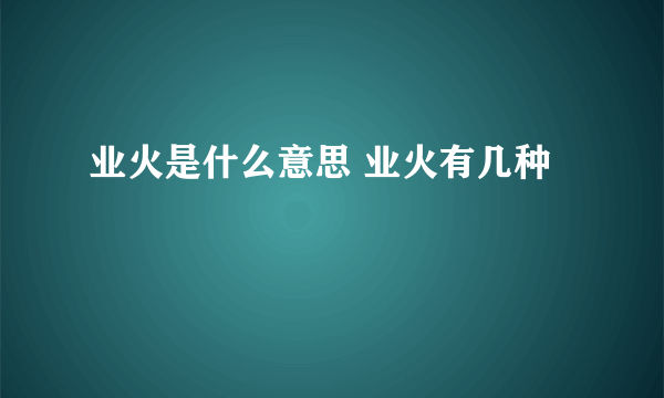 业火是什么意思 业火有几种