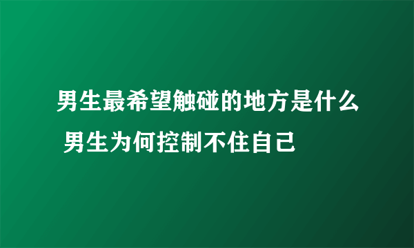 男生最希望触碰的地方是什么 男生为何控制不住自己