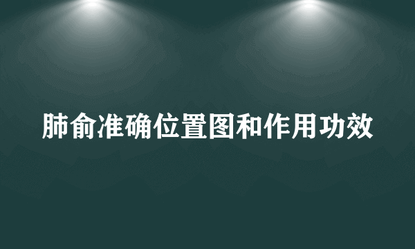 肺俞准确位置图和作用功效